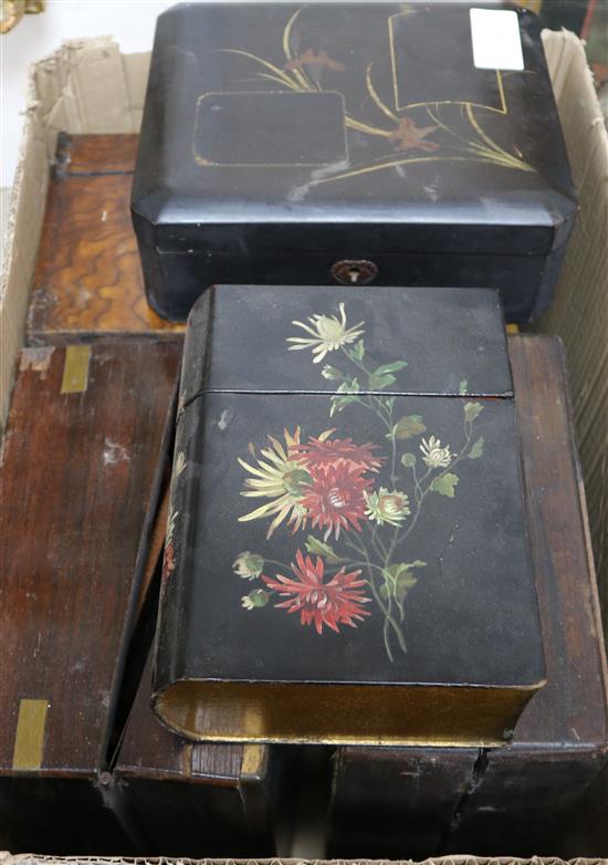 Two writing boxes and lacquer boxes
